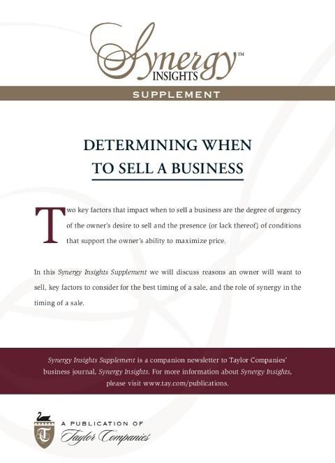 Determining When to Sell a Business