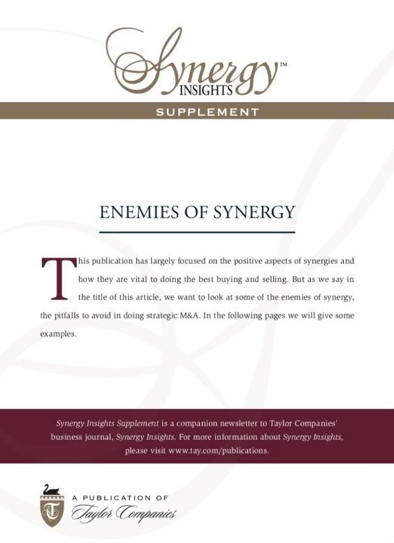 Enemies of Synergy