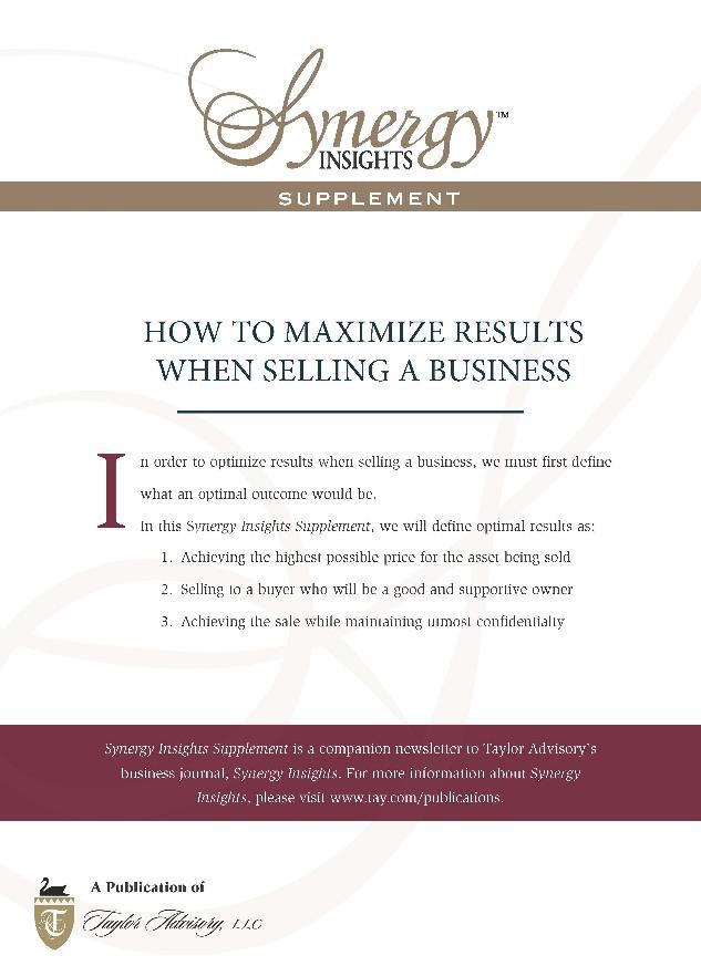 Maximizing Results When Selling a Business